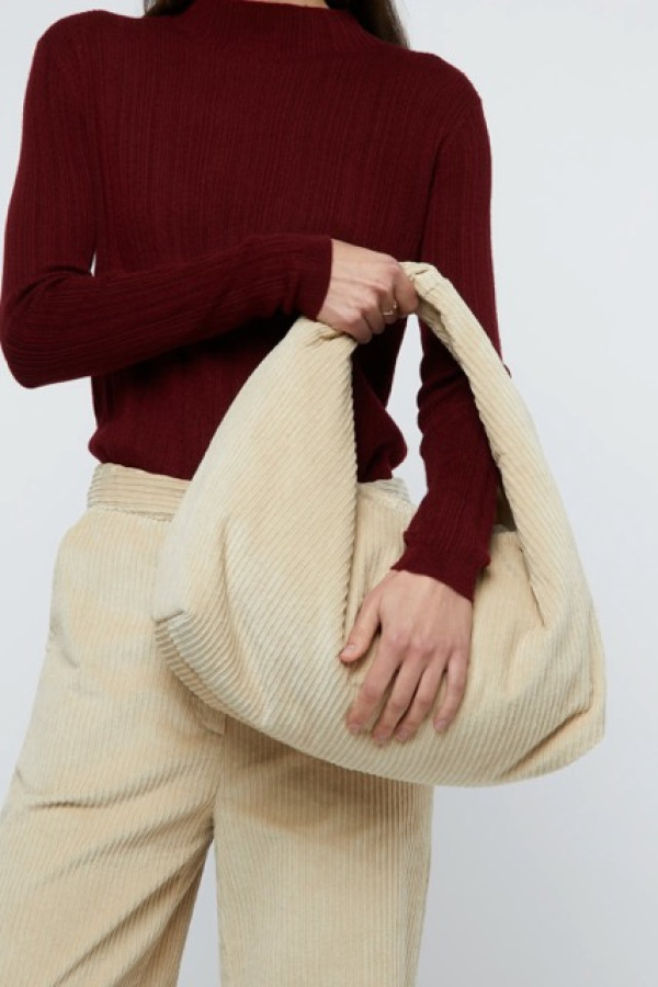  WHITE CORDUROY SHOULDER BIG BAG